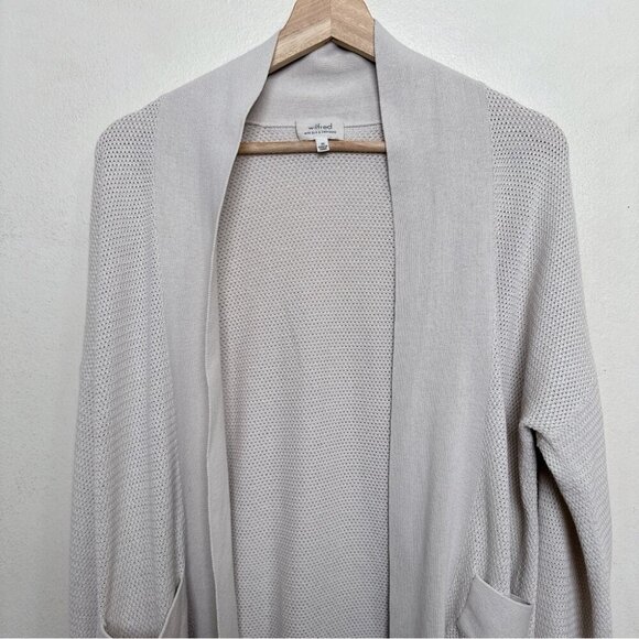 Aritzia Womens Xsmall Birch Open Front Open Knitted Cardigan - Picture 2 of 13